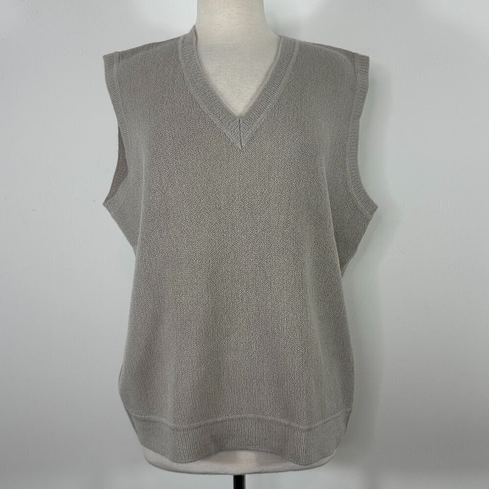 Inti Sol Men's Sz Large Tan 100% Baby Alpaca Vest Sweater Made in Peru